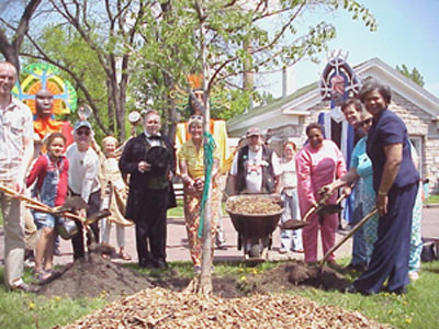 Planting the ceremonial Arbor Day tree