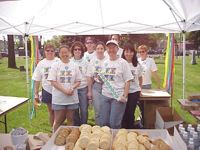 Volunteers at food tent